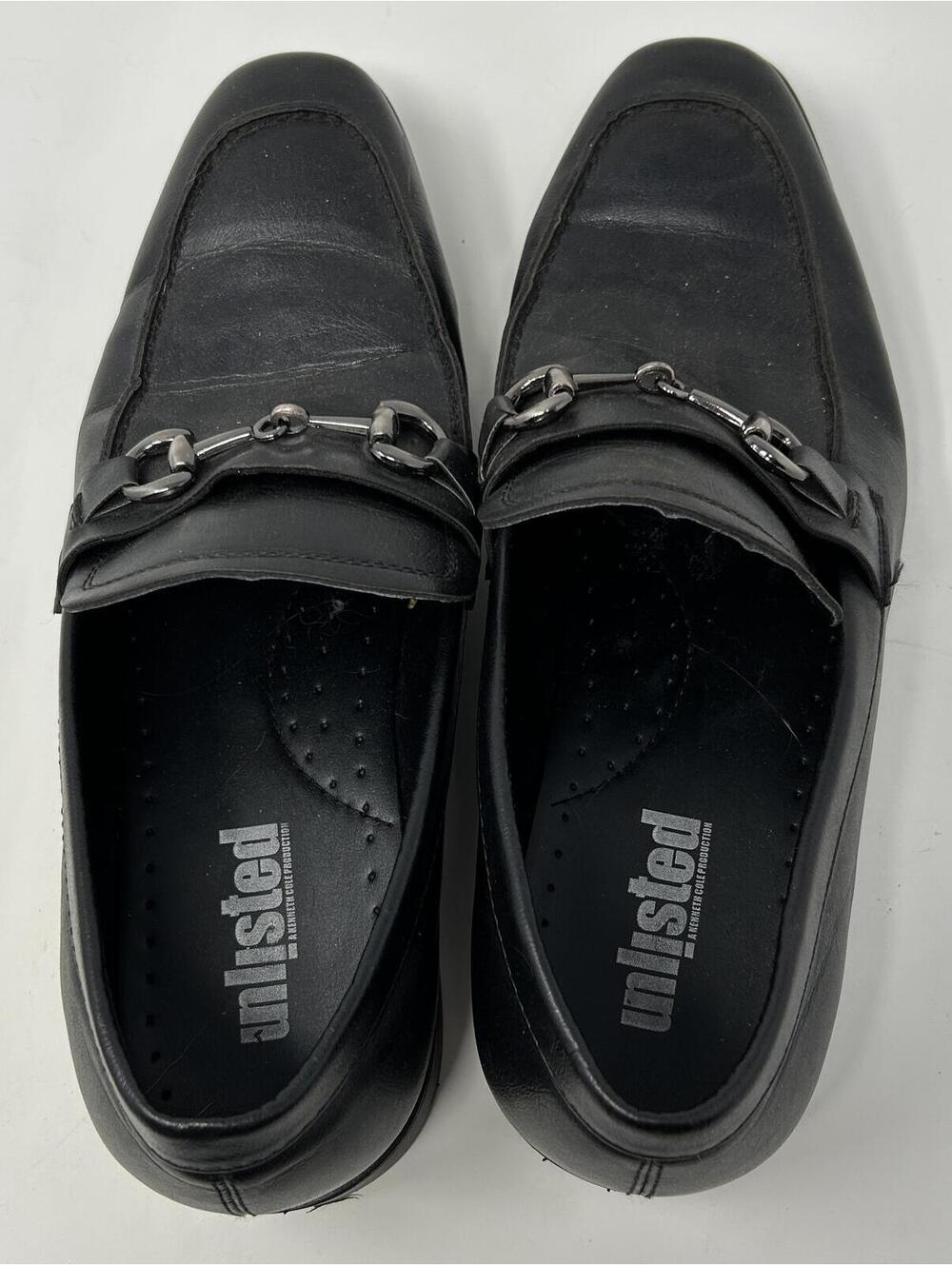 Unlisted Kenneth Cole Stay Mens Loafers Black Slip-On Horse Bit Hardware Size 10